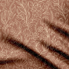 Doodle Leaves Pattern Abstract Print Fabric