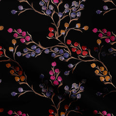 black ground with wall pattern Print Fabric