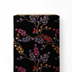 black ground with wall pattern Print Fabric