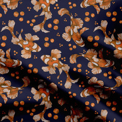 Harlequin sweetlips orange navy blue Print Fabric