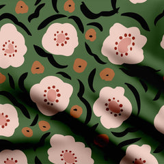 Green Morning Daisy Shape Print Fabric