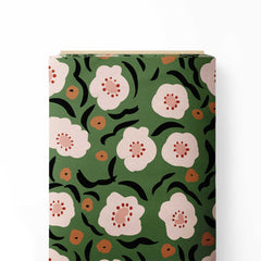 Green Morning Daisy Shape Print Fabric