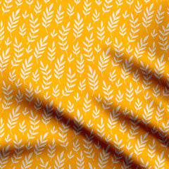 Yellow Abstract Leaves Print Fabric