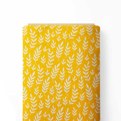 Yellow Abstract Leaves Print Fabric