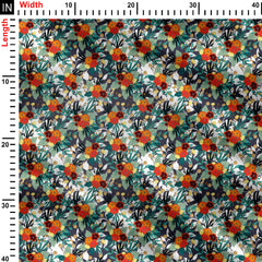 Orange blossoms Print Fabric