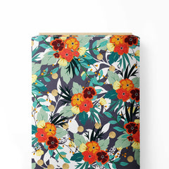 Orange blossoms Print Fabric