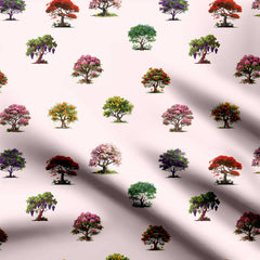 Multiple Colour Trees Print Fabric