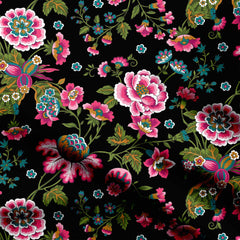 Pink indisch Watercolor Black Print Fabric