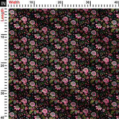 Pink indisch Watercolor Black Print Fabric