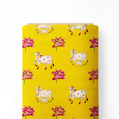 Pichwai Cow Elegance Print Fabric