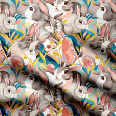 Rabbits textured elements 2 Print Fabric