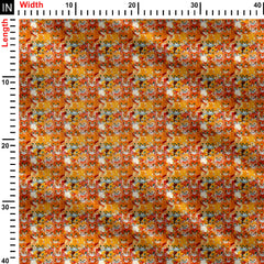 Orange Cats Print Fabric