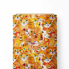 Orange Cats 1 Print Fabric