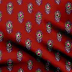 peacock fur red Print Fabric