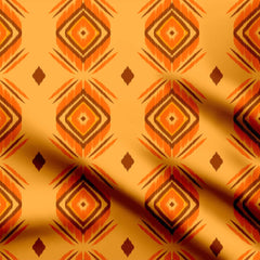 Yellow and Orange Ikat Print Fabric