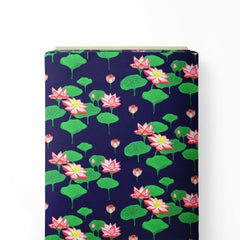 Pichwai Red Lotus Print Fabric