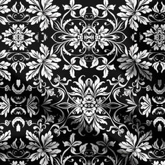 Black Floral 2 Print Fabric