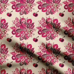 Pink Abstract Floral Print Fabric