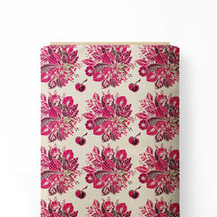 Pink Abstract Floral Print Fabric