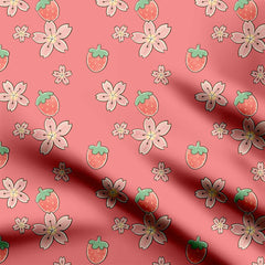 Strawberry Floral Print Fabric