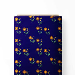 Navy Floral 2 Print Fabric