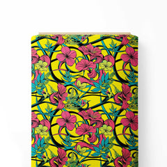 Yellow Abstract Floral 1 Print Fabric