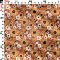 Terracota sunflowers Print Fabric