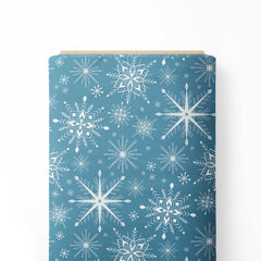 Blue snowflakes flurry Print Fabric