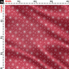 Red snowflakes flurry Print Fabric