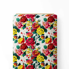 Vibrant Roses 2 Print Fabric