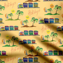 Happy Summer Holidays Print Fabric