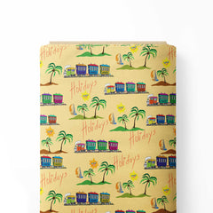 Happy Summer Holidays Print Fabric