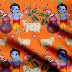 Little Krishna with the Cow Print Fabric