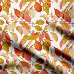 Peach Leaves Print Fabric