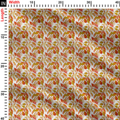 Peach Leaves Print Fabric