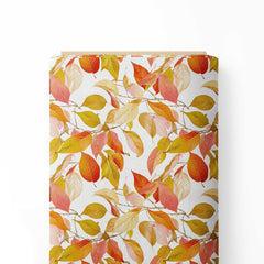 Peach Leaves Print Fabric