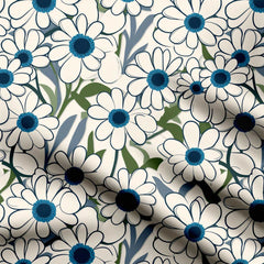 Adorable daisies with delicate white petals 1.1 Print Fabric