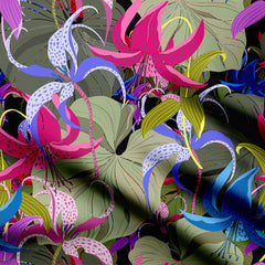 Colourful lily Print Fabric