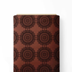 Chocolate Ethnic Mandala Kalamkari Print Fabric