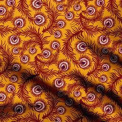 peacock design yellow Print Fabric