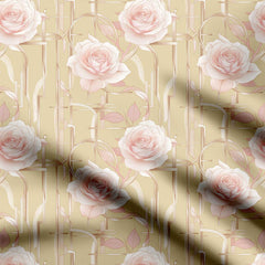 Linear Rose Flower Print Fabric