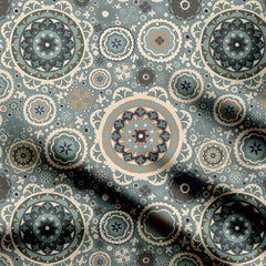 Bohemian sky blue Geometric Circles Print Fabric