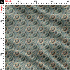 Bohemian sky blue Geometric Circles Print Fabric