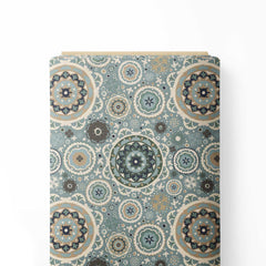 Bohemian sky blue Geometric Circles Print Fabric