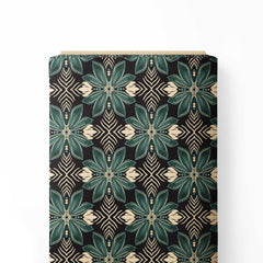 boho chic floral on dark textured background Print Fabric