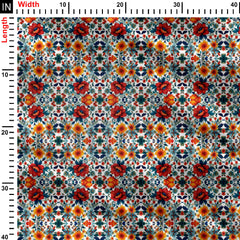 Multi Floral Pattern Print Fabric