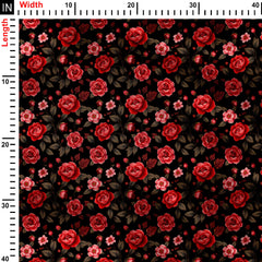 Dark Rose Blossom Print Fabric