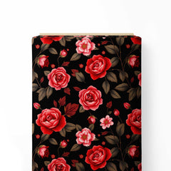 Dark Rose Blossom Print Fabric