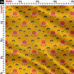 Krishna's Lotus Palm Print Fabric