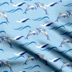 Dolphins blue Print Fabric